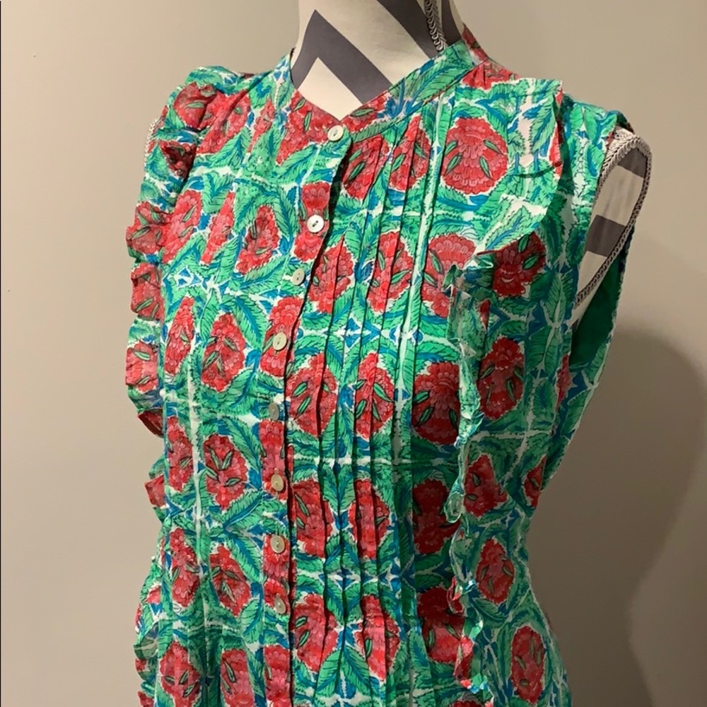 Banjanan Green Floral Sleeveless Maxi Dress Large - Picture 3 of 8
